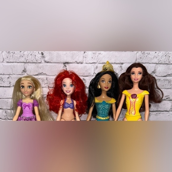 Disney Princess Dolls Belle Ariel Rapunzel Jasmine Lot of 4 Dolls Mattel Hasbro - Picture 11 of 11